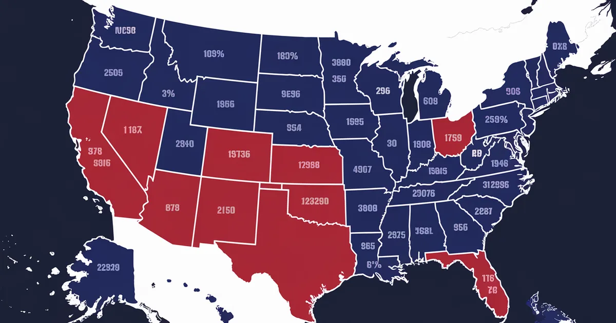 Map of the United States color-coded by average HOA fee costs per state